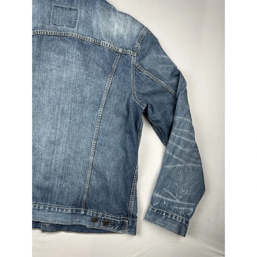 Levi's Denim Trucker Jacket 2XL Distressed Faded Blue Red Tab